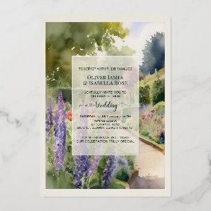 Benutzerdefinierte Aquarell-Ditton-Manor-Hochzeits Folieneinladung