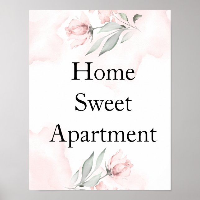 benutzerdefinierte Aquarellfarbe Rosa Wilde Rose Poster (Vorne)