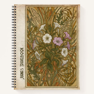 Benutzerdefinierte Art Nouveau Petunie Vintage Bot Notizbuch