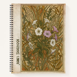 Benutzerdefinierte Art Nouveau Petunie Vintage Bot Notizbuch