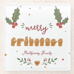 Benutzerdefinierte ASL Frohe Weihnachten Lebkuchen Glasuntersetzer