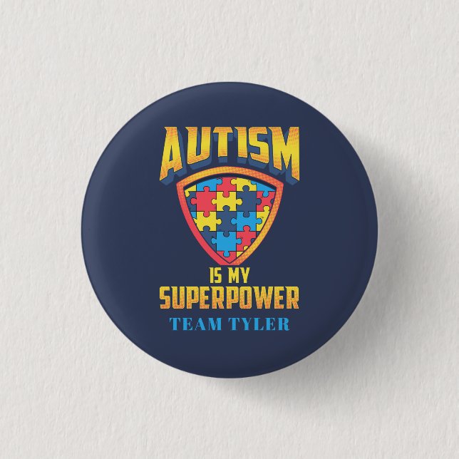 Benutzerdefinierte Autismus ist mein Superpower Pu Button (Vorderseite)