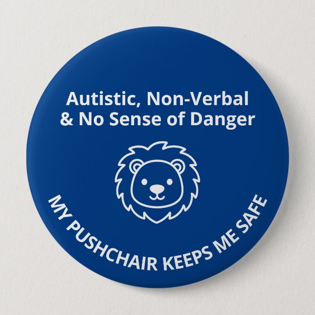 Benutzerdefinierte Autismus Nicht Verbale/Gefahren Button (Vorderseite)