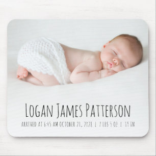 Benutzerdefinierte Baby-Foto-Geburtsstatistik Hand Mousepad