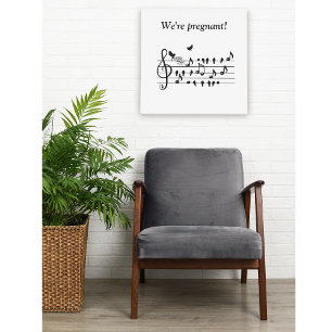 Benutzerdefinierte Baby Shower Musik Vogel Noten A Leinwanddruck