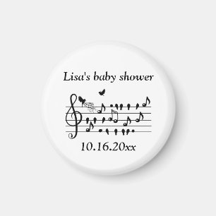 Benutzerdefinierte Baby Shower Musik Vogel Noten A Magnet