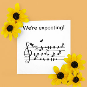 Benutzerdefinierte Baby Shower Musik Vogel Noten E Einladung