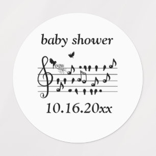 Benutzerdefinierte Baby Shower Musik Vogel Noten E Etiketten