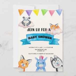 Benutzerdefinierte Baby-Tiere Thema Baby Shower Einladung