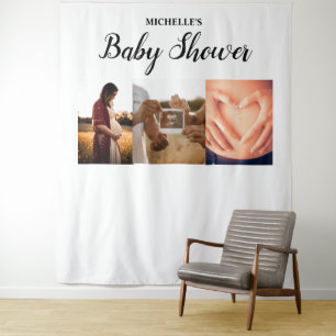 Benutzerdefinierte Babyparty-Name mehrere Foto wer Wandteppich