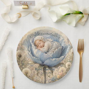 Benutzerdefinierte Babyparty Schlafendes Baby-Blum Pappteller