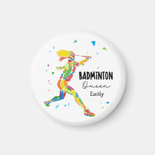 Benutzerdefinierte Badminton-Königin Bunte Abstrak Magnet