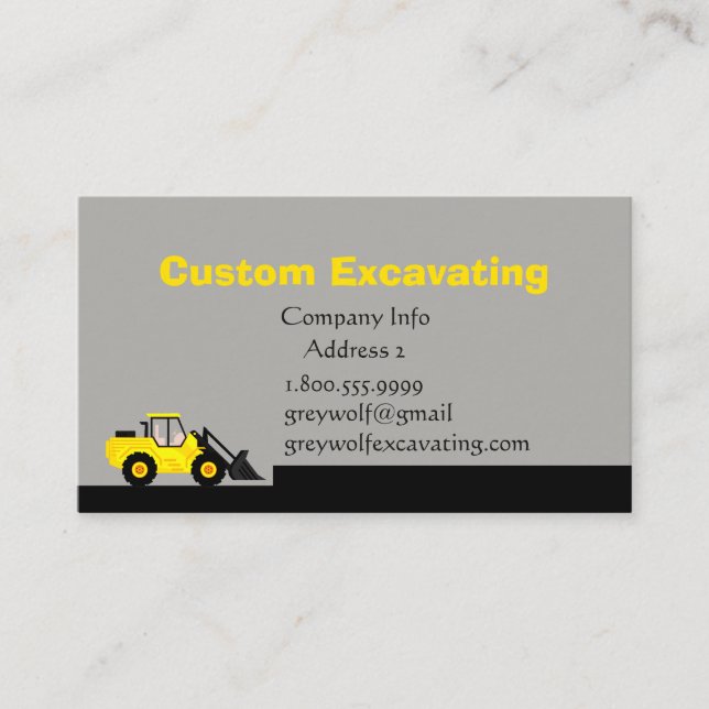 Benutzerdefinierte Baggerkarte Visitenkarte (Vorderseite)