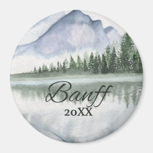Benutzerdefinierte Banff-Aquarell-Bergsee-Bäume Magnet