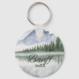 Benutzerdefinierte Banff Bergsee Bäume Schlüsselanhänger