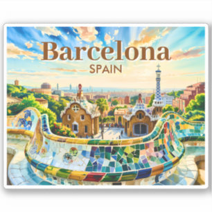 Benutzerdefinierte Barcelona Spanien Aquarell Park Aufkleber