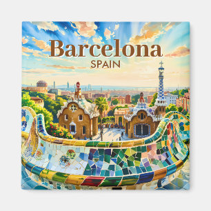 Benutzerdefinierte Barcelona Spanien Aquarell Park Magnet