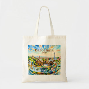 Benutzerdefinierte Barcelona Spanien Aquarell Park Tragetasche