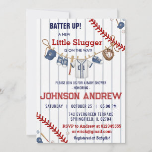 Benutzerdefinierte Baseball-Baby-Party 'Batter Up' Einladung