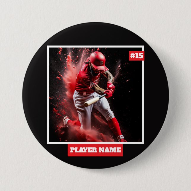 Benutzerdefinierte Baseballspieler-Foto-Team-Wandu Button (Vorderseite)