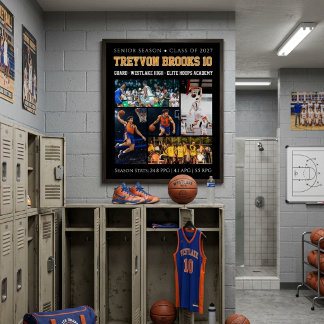 Benutzerdefinierte Basketball-Fotocollage mit Spie Poster