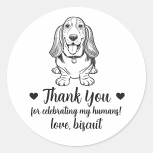 Benutzerdefinierte Basset Hound Hund Hochzeitsguns Runder Aufkleber