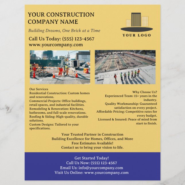 Benutzerdefinierte Baufirma  Flyer (Vorne)