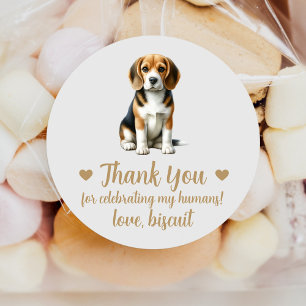 Benutzerdefinierte Beagle-Hochzeitsaufkleber für H Runder Aufkleber