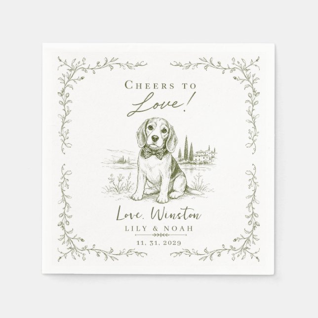 Benutzerdefinierte Beagle rustikal Hochzeit Saga g Serviette (Vorderseite)