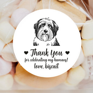 Benutzerdefinierte Bearded Collie Hund Hochzeit Ge Runder Aufkleber