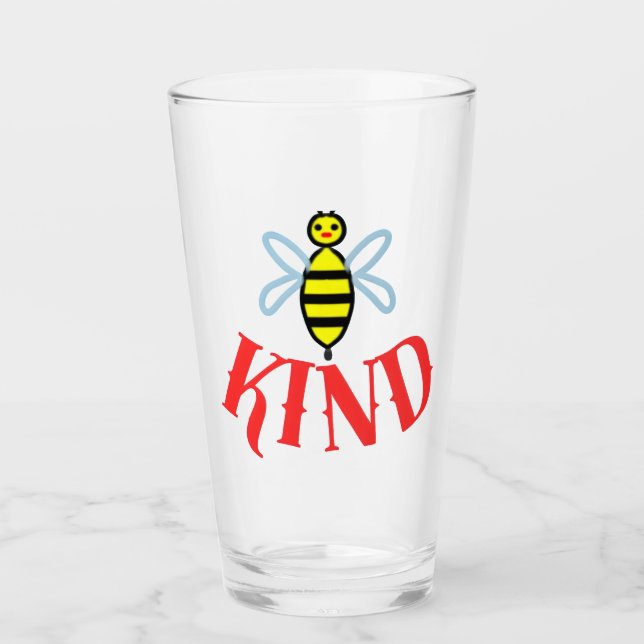 Benutzerdefinierte Bee Kind personalisierte Gesche Glas (Vorderseite)