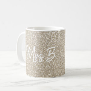 Benutzerdefinierte Beige Champagner Mrs Initial Gl Kaffeetasse