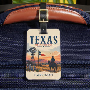 Benutzerdefinierte Beige Nostalgische USA Texas Co Gepäckanhänger
