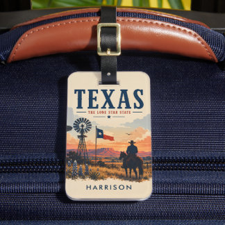 Benutzerdefinierte Beige Nostalgische USA Texas Co Gepäckanhänger