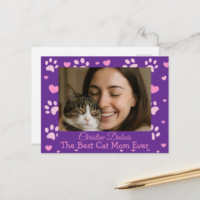 Benutzerdefinierte beste Katzenmutter-Foto-Postkar Postkarte (Vorderseite/Rückseite Beispiel)