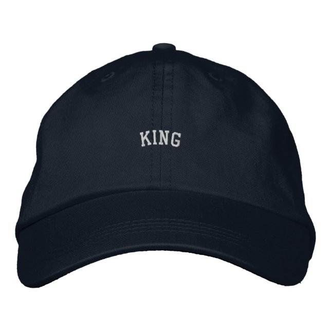 Benutzerdefinierte bestickte "KING" Baumwoll-Baseb Baseballkappe (Vorderseite)