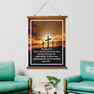 Benutzerdefinierte Bibelverse Zitate und personali Wandteppich Mit Holzrahmen