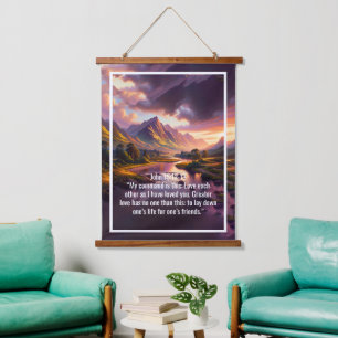 Benutzerdefinierte Bibelverse Zitate und personali Wandteppich Mit Holzrahmen