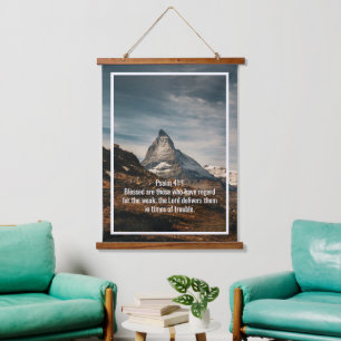 Benutzerdefinierte Bibelverse Zitate und personali Wandteppich Mit Holzrahmen