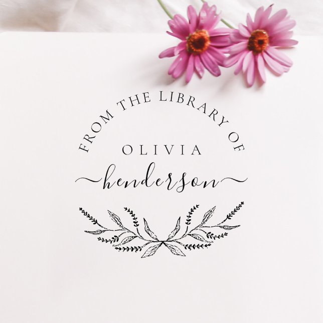 Benutzerdefinierte Bibliothek mit eleganten Botani Gummistempel (Elegant Botanical Lavender Custom Library Books Rubber Stamp)