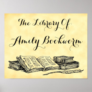 Benutzerdefinierte Bibliothek mit Imitaten für Vin Poster