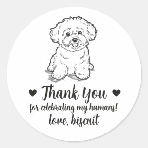 Benutzerdefinierte Bichon Frise Hund Hochzeitsguns Runder Aufkleber
