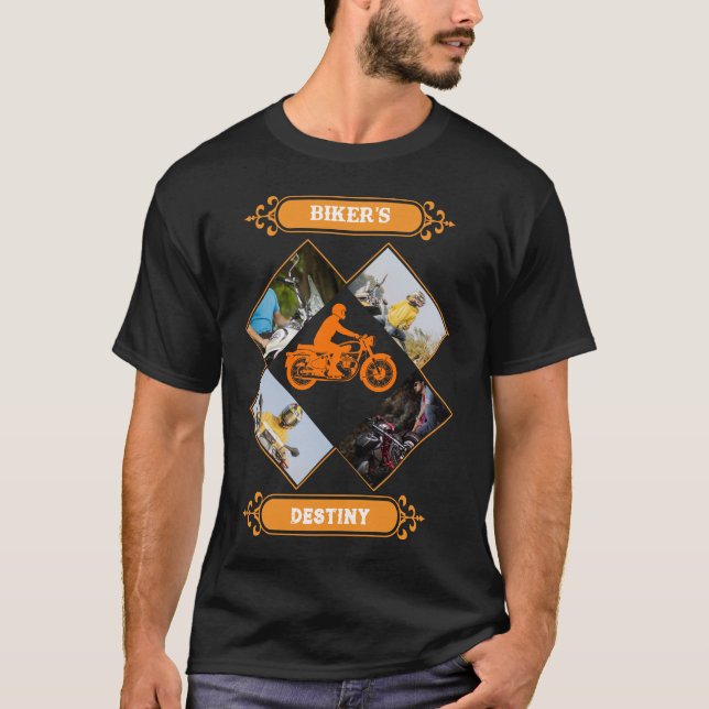 Benutzerdefinierte Biker-Fotocollage T-Shirt (Vorderseite)