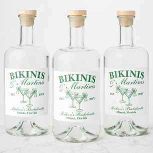 Benutzerdefinierte Bikinis und Martinis Junggesell Alkoholflaschenetikett