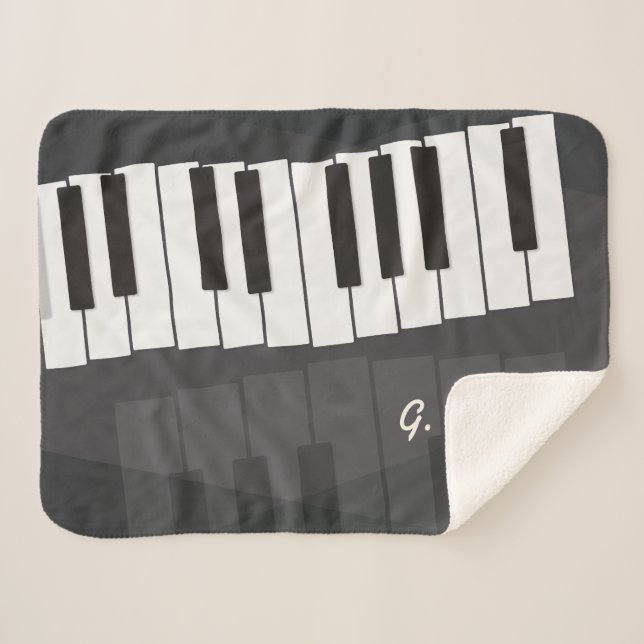 Benutzerdefinierte Black and White Piano Tastatur. Sherpadecke (Vorderseite (Horizontal))