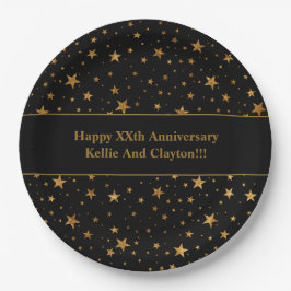 Benutzerdefinierte Black/Gold Stars mit Nachrichte Pappteller