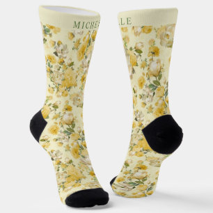 Benutzerdefinierte Blasse Hellgelbe Blumenblüten Socken