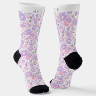Benutzerdefinierte Blasse Pastell-Lila Weiße Flora Socken