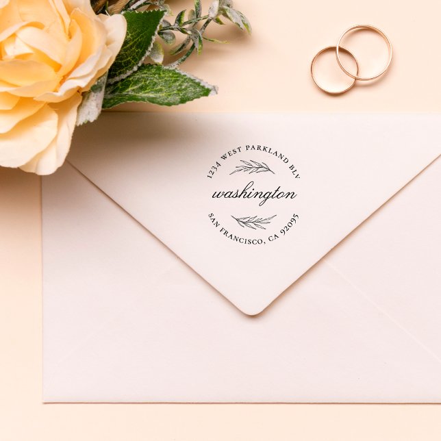 Benutzerdefinierte Blätter Runde Rücksendeadresse  Permastempel (Von Creator hochgeladen)