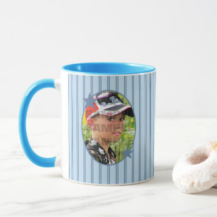 Benutzerdefinierte blaue Fotoleitervorlage Tasse